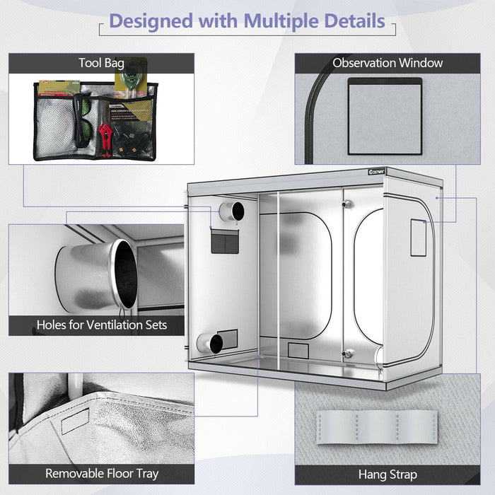 4 x 8 Grow Tent with Observation Window for Indoor Plant Growing-Gray