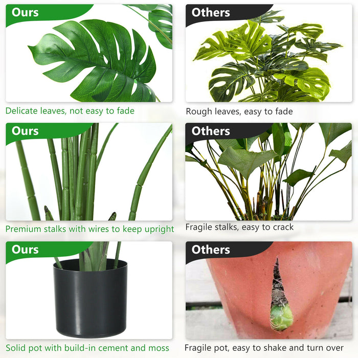 2 Pack Artificial Monstera Deliciosa Tree with 10 Leaves of Different Sizes