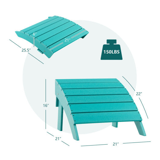 Adirondack Folding Ottoman with All Weather HDPE-Turquoise