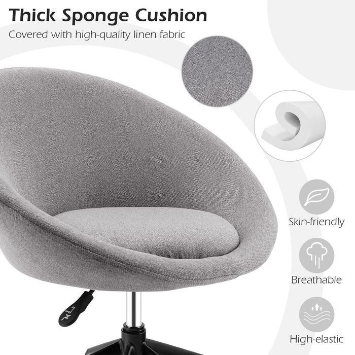 Adjustable Swivel Accent Chair Vanity Chair with Round Back-Gray