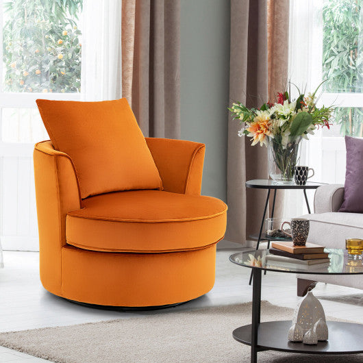 Modern 360Â° Swivel Barrel Chair with No Assembly Needed-Orange