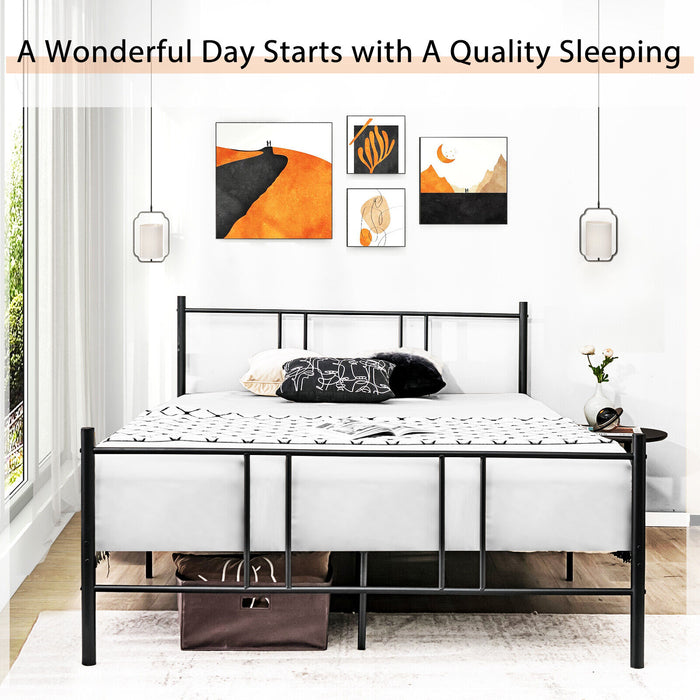 Full/Queen Size Platform Bed Frame with High Headboard-Full Size