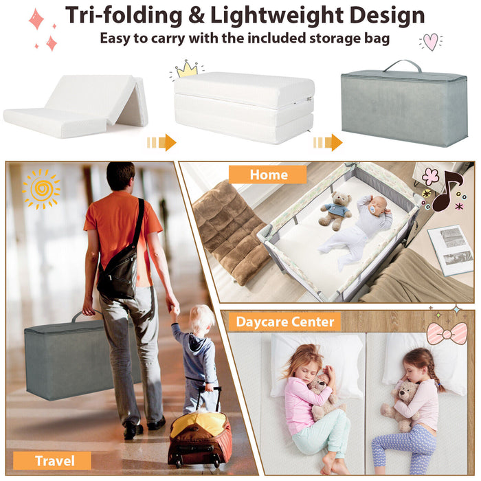 Tri-Fold Pack and Play Mattress with 3 Inch Ultra Soft Foam