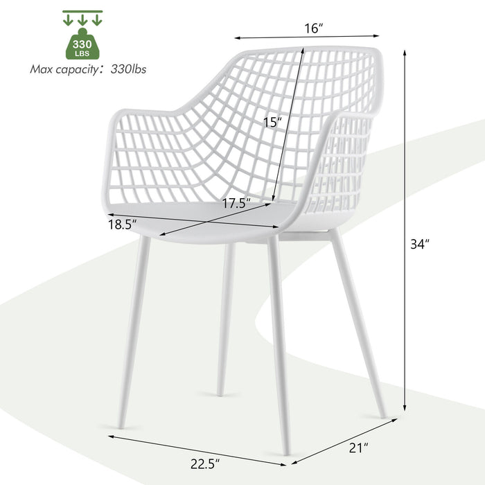 Set of 4 Heavy Duty Modern Dining Chair with Airy Hollow Backrest-White