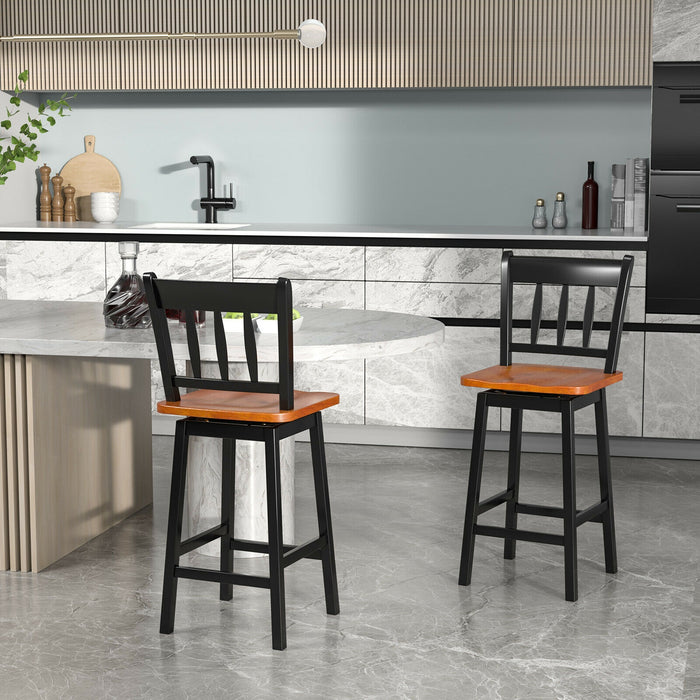 24.5 Inches Set of 2 Swivel Bar Stools with 360Â° Swiveling-Black