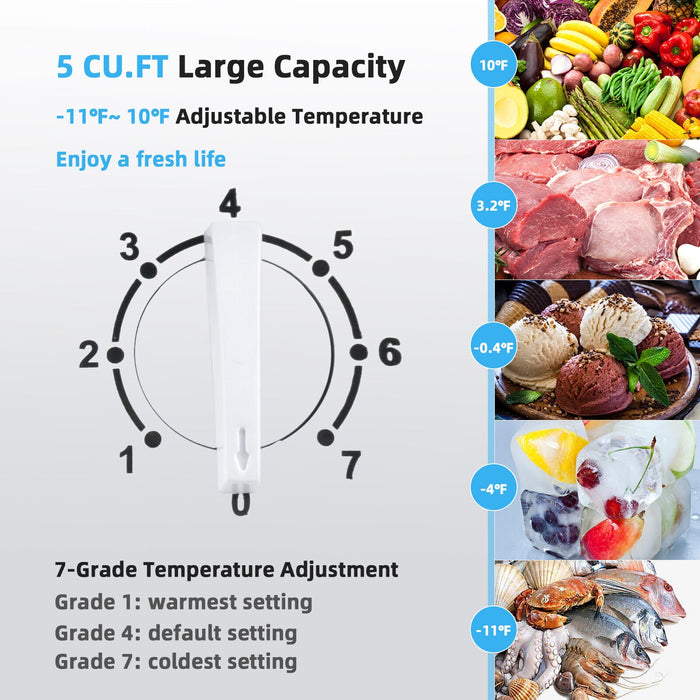 3.5/5 Cu.ft Compact Chest Freezer with Removable Storage Basket-5 Cubic Feet