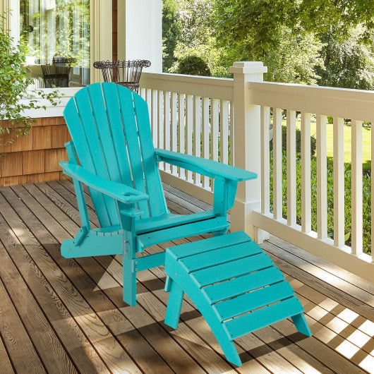 Adirondack Folding Ottoman with All Weather HDPE-Turquoise