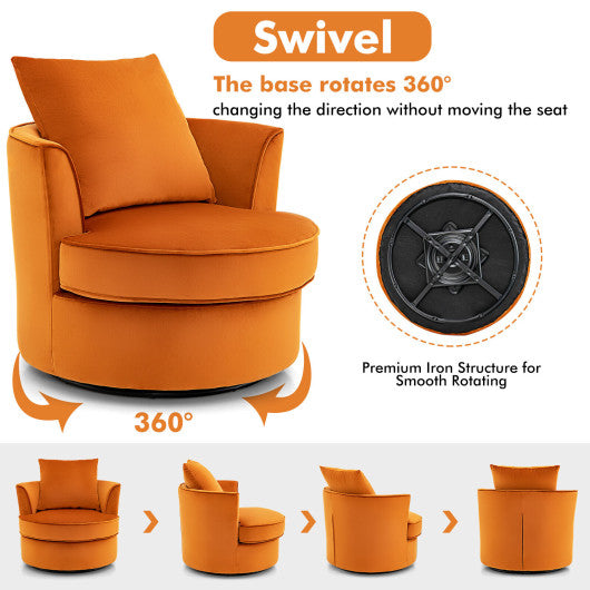 Modern 360Â° Swivel Barrel Chair with No Assembly Needed-Orange