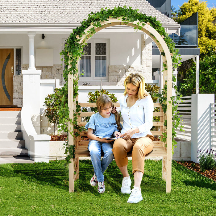 Wooden Garden Bench Arch Pergola Outdoor Arbor