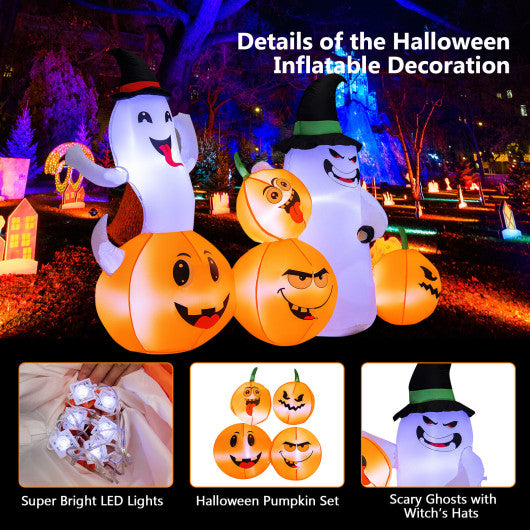 6 Feet Halloween Inflatable Pumpkins and Ghosts with LED Lights