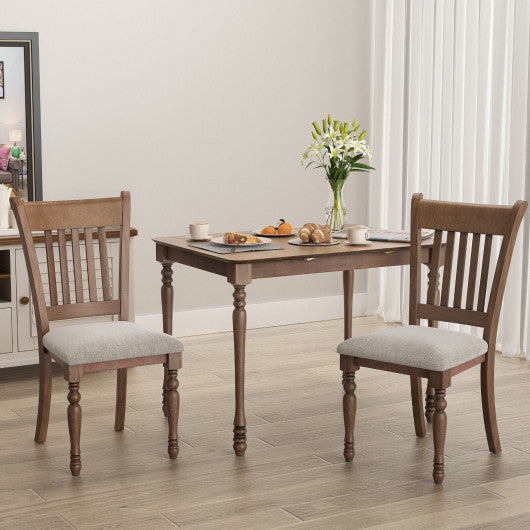 2 Pieces Vintage Wooden Upholstered Dining Chair Set with Padded Cushion