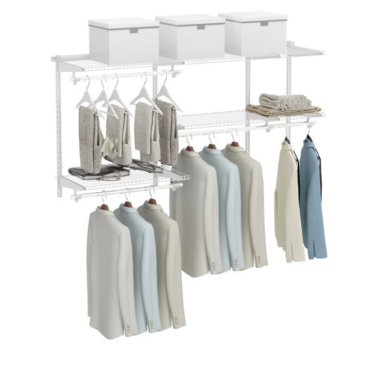 Custom Closet Organizer Kit 3 to 5 Feet Wall-Mounted Closet System with Hang Rod-White