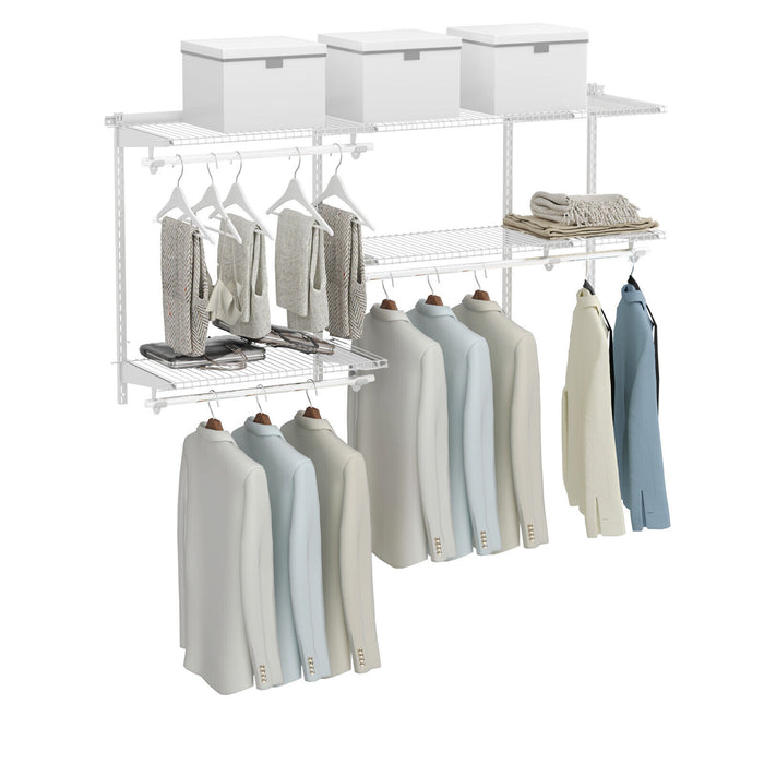 Custom Closet Organizer Kit 3 to 5 Feet Wall-Mounted Closet System with Hang Rod-White