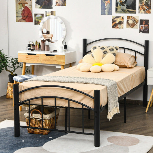 Modern Platform Bed with Headboard and Footboard-Twin size