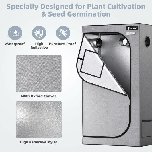 36 x 20 x 63 Inch Indoor Grow Room with Observation Window-Gray