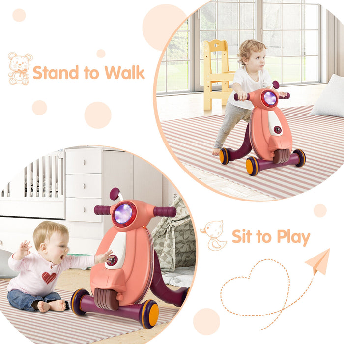 2-in-1 Baby Sit to Stand Learning Walker with Lights and Sounds-Pink