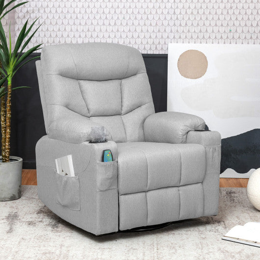 Massage Rocking Recliner Chair with Heat and Vibration-Gray