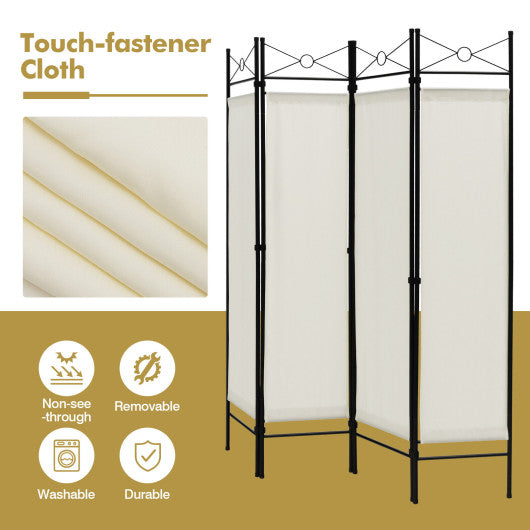 6 Feet 4-Panel Folding Freestanding Room Divider-White