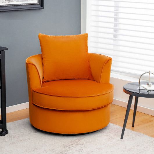 Modern 360Â° Swivel Barrel Chair with No Assembly Needed-Orange