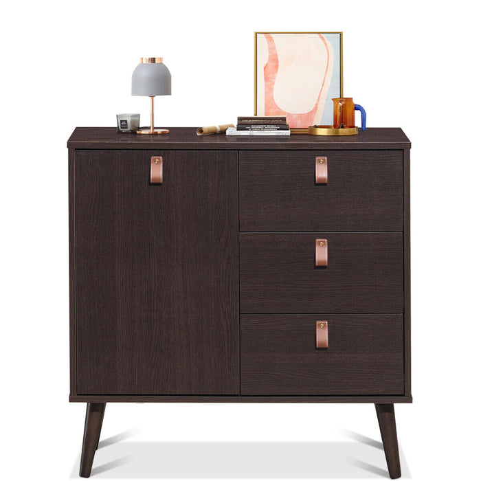 3-drawer Sideboard Storage Display Cabinet-Brown