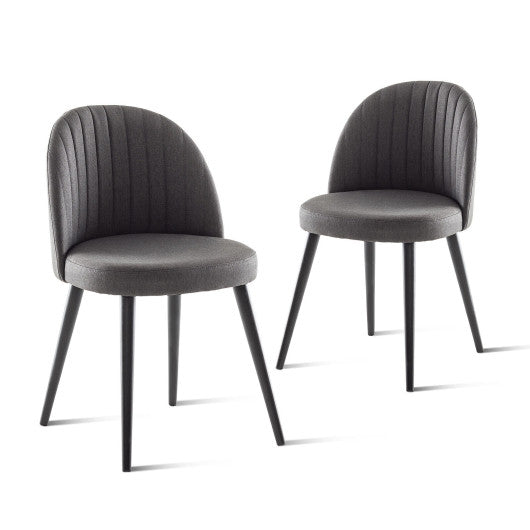 Set of 2 Modern Mid-back Armless Dining Chairs with Wood Legs-Gray