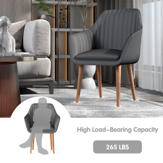 Set of 2 Upholstered Dining Chairs with Soft Padded Cushion-Gray