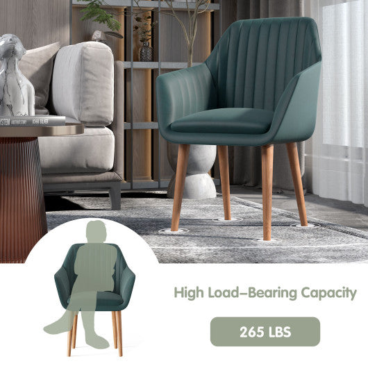 Set of 2 Upholstered Dining Chairs with Soft Padded Cushion-Green