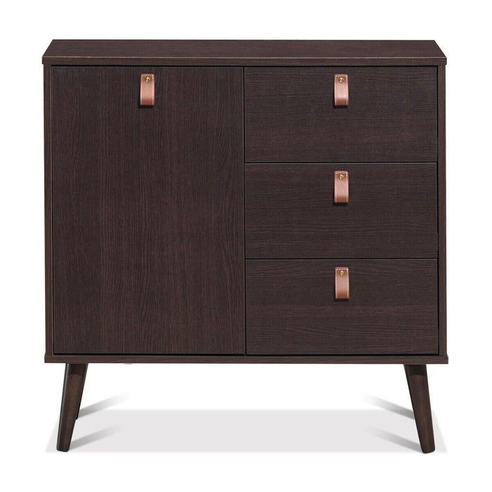 3-drawer Sideboard Storage Display Cabinet-Brown