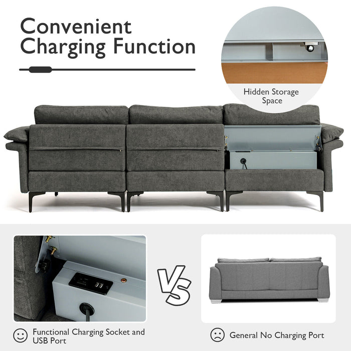 Extra Large Modular L-shaped Sectional Sofa with Reversible Chaise for 4-5 People-Gray