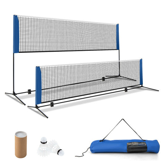 10/14 Feet Adjustable Badminton Net Stand with Portable Carry Bag-14 ft