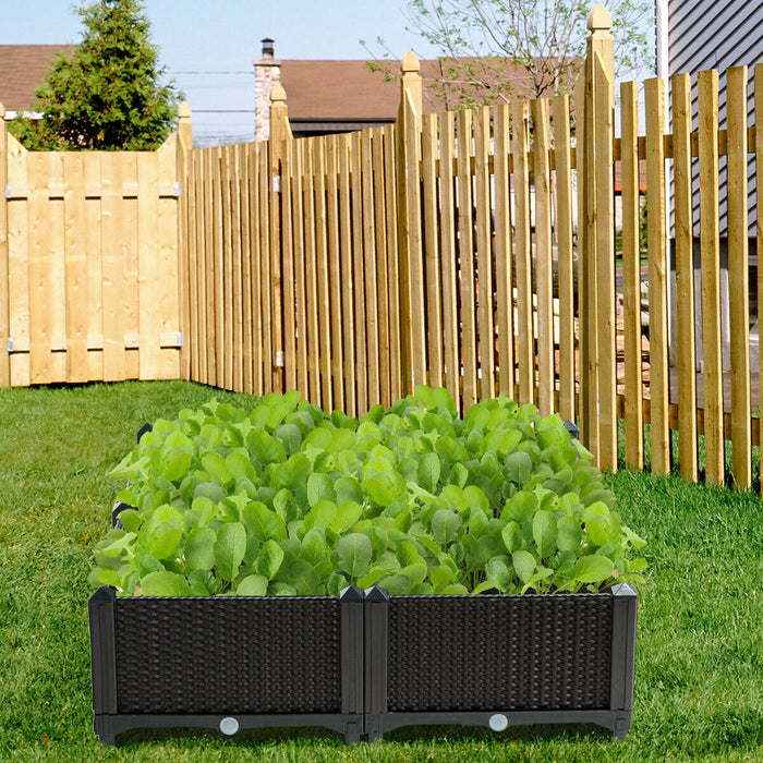 Set of 4 Elevated Flower Vegetable Herb Grow Planter Box-Brown