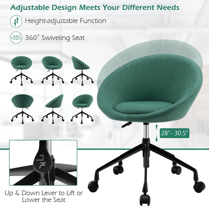 Adjustable Swivel Accent Chair Vanity Chair with Round Back-Green