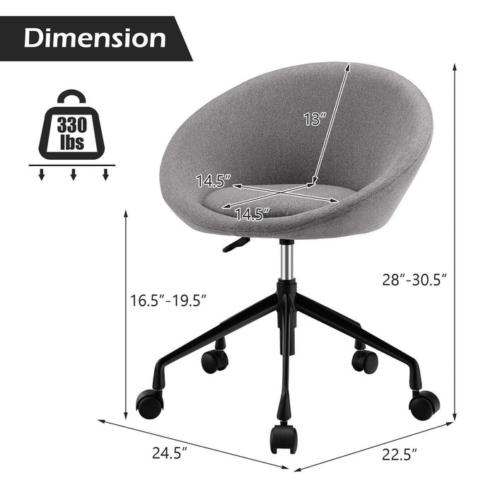 Adjustable Swivel Accent Chair Vanity Chair with Round Back-Gray