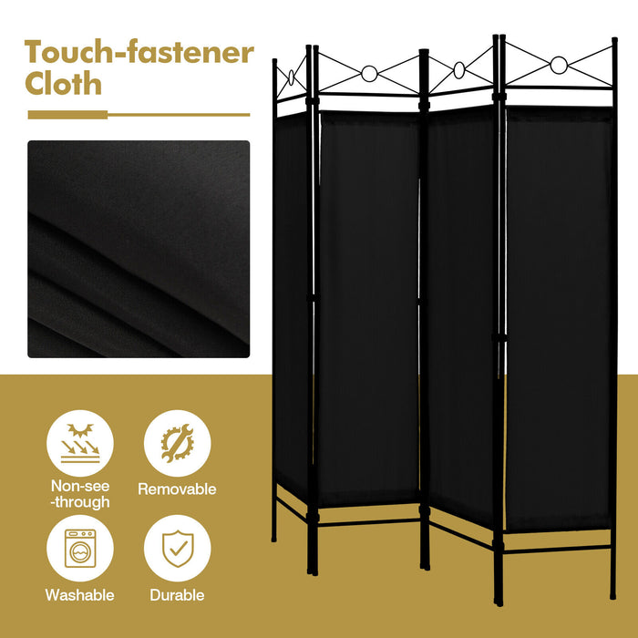 6 Feet 4-Panel Folding Freestanding Room Divider-Black