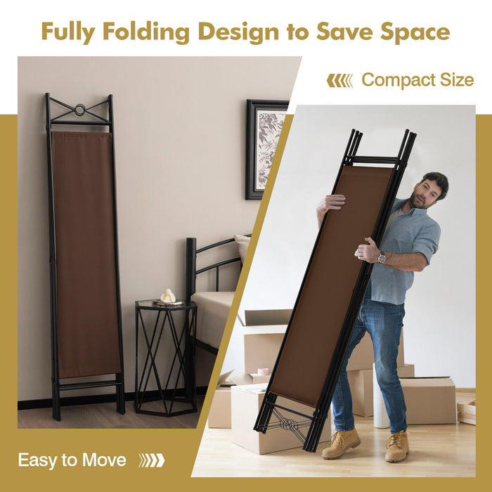 6 Feet 4-Panel Folding Freestanding Room Divider-Brown