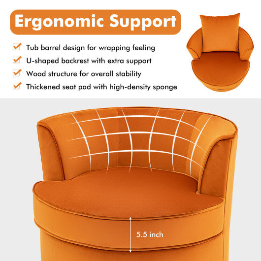 Modern 360Â° Swivel Barrel Chair with No Assembly Needed-Orange