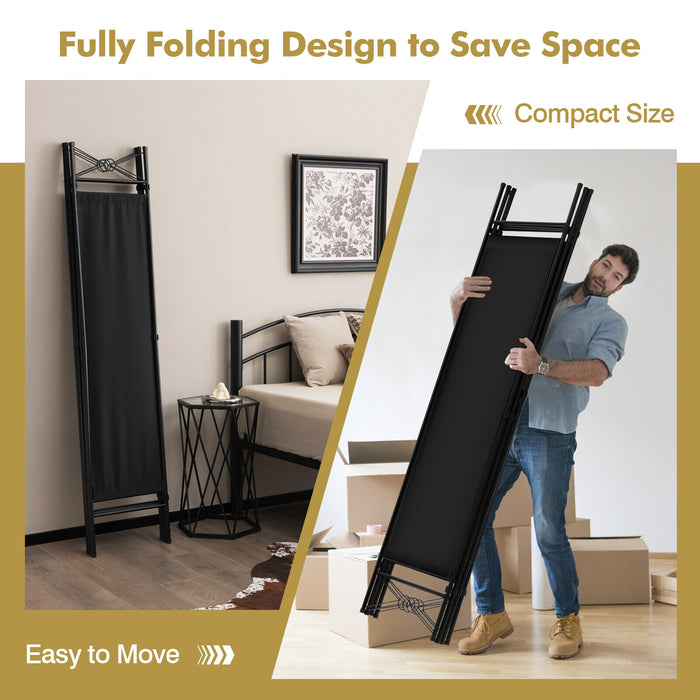 6 Feet 4-Panel Folding Freestanding Room Divider-Black