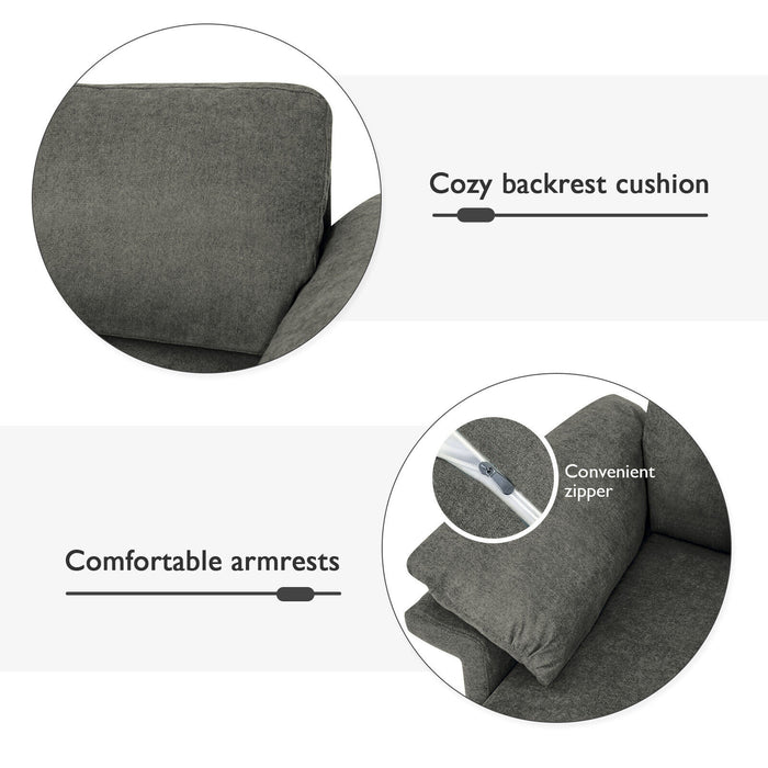 Modern Fabric Accent Armchair with Original Distributed Spring and Armrest Cushions-Gray