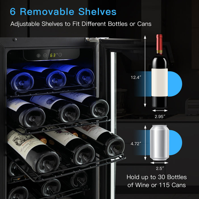 15 Inch 30-Bottle Wine Cooler with Temperature Memory