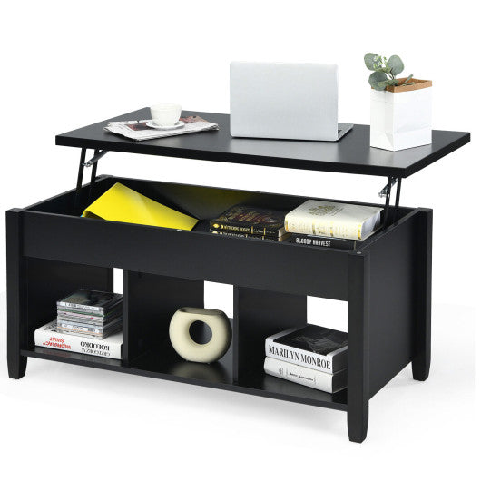 Lift Top Coffee Table with Hidden Storage Compartment-Black