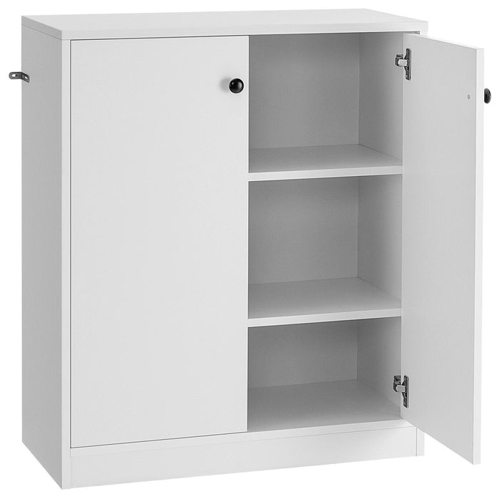 2 Door Storage Base Cabinet with 3-Tier Shelf-White