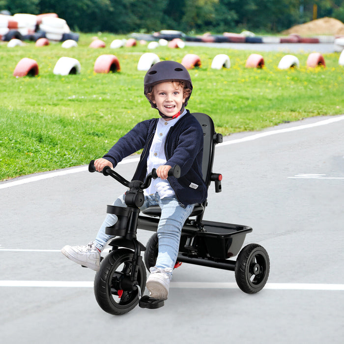 4-in-1 Baby Tricycle Toddler Trike with Convertible Seat-Blue