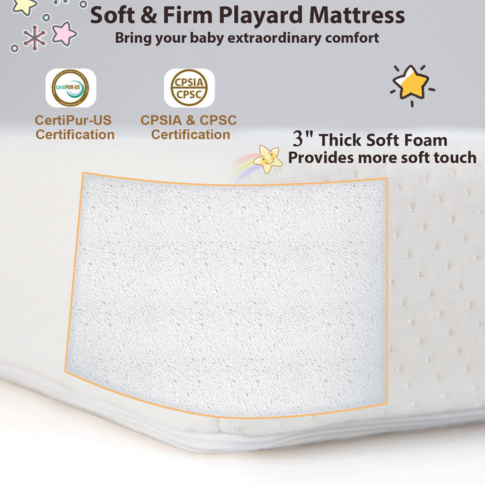 Tri-Fold Pack and Play Mattress with 3 Inch Ultra Soft Foam