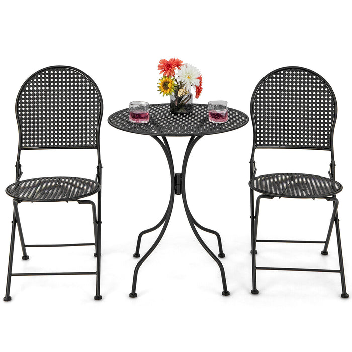 3 Pieces Patio Bistro Set Outdoor Conversation Furniture Table and Folding Chair