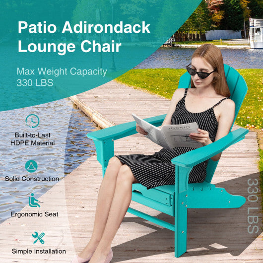 Patio HDPE Adirondack Chair with Retractable Ottoman-Turquoise