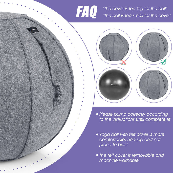 Yoga Sitting Ball with Felt Cover and Air Pump-Gray