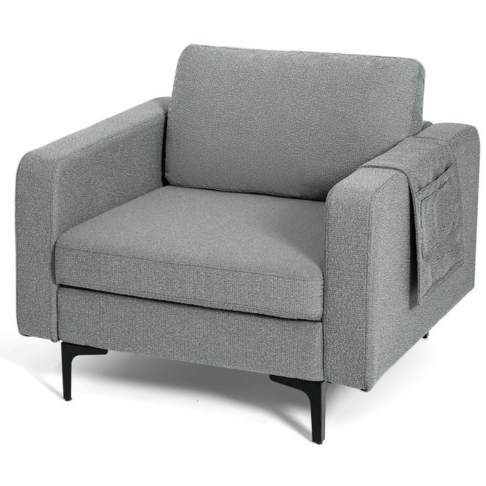 1/2/3/4-Seat Convertible Sectional Sofa with Reversible Ottoman-1-Seat