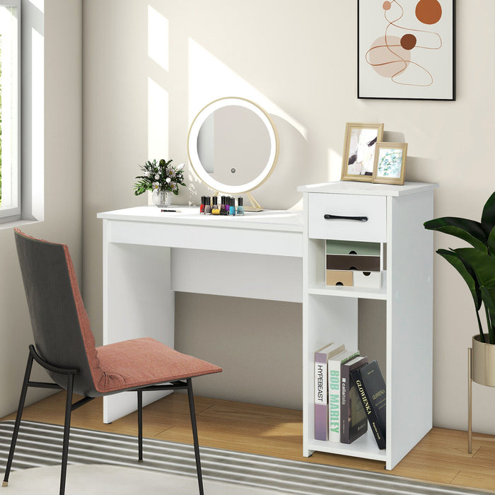 Computer Desk PC Laptop Table with Drawer and Shelf-White