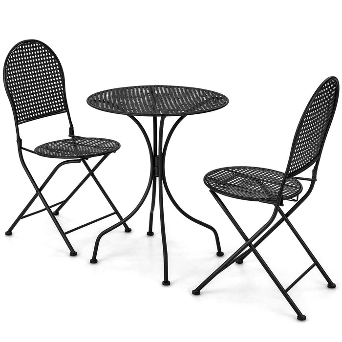 3 Pieces Patio Bistro Set Outdoor Conversation Furniture Table and Folding Chair