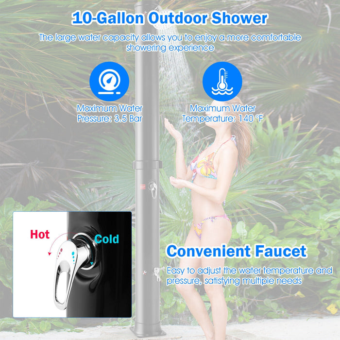 7.2 Feet Solar-Heated Outdoor Shower with Free-Rotating Shower Head-Black